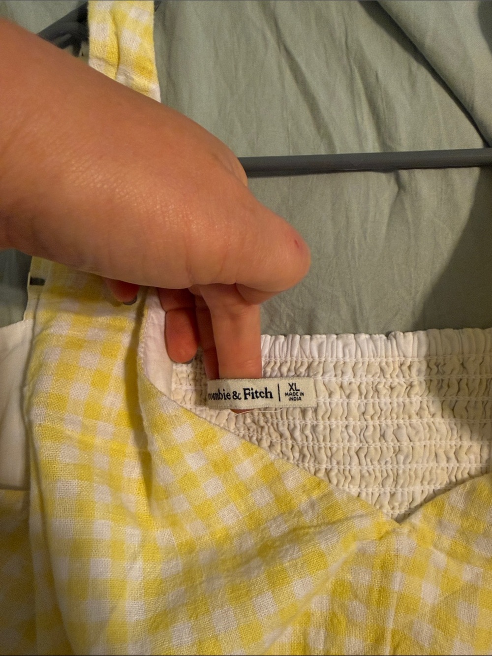 Abercrombie & Fitch Yellow Gingham V-Neck Midi Dress - Picture 3 of 4
